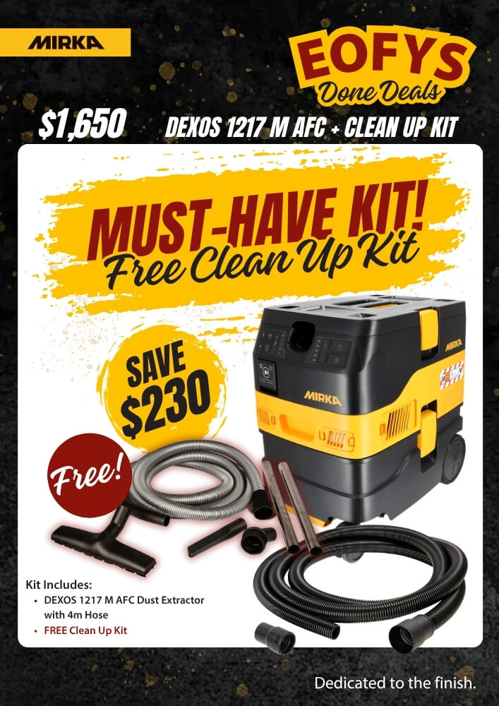 Mirka DEXOS 1217 M Dust Extractor with 4m Hose + FREE Clean Up Kit Best Abrasives