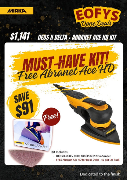 Mirka DEOS II Delta + Abranet Ace HD Kit Best Abrasives