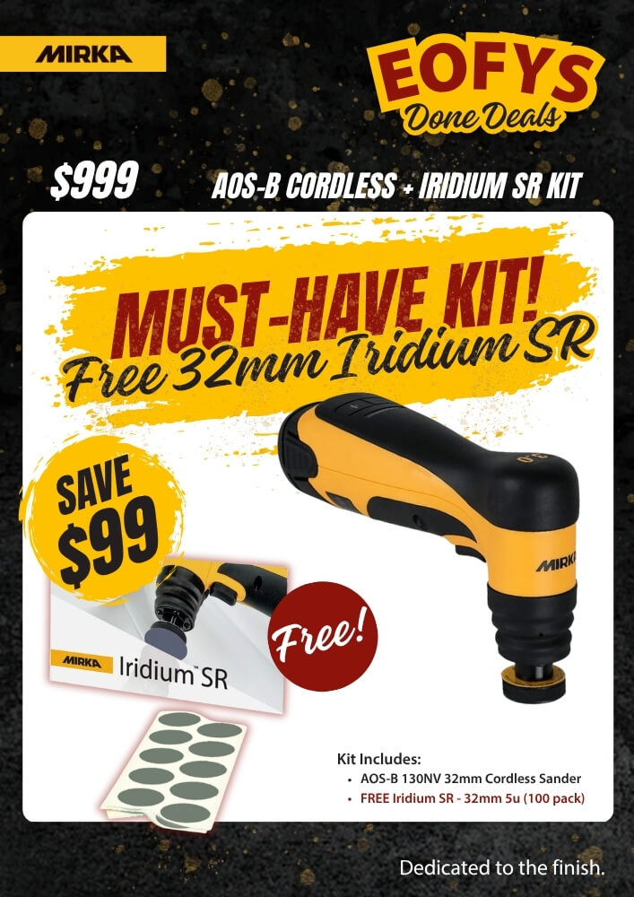 Mirka AOS-B Cordless + FREE Iridium SR Kit Best Abrasives