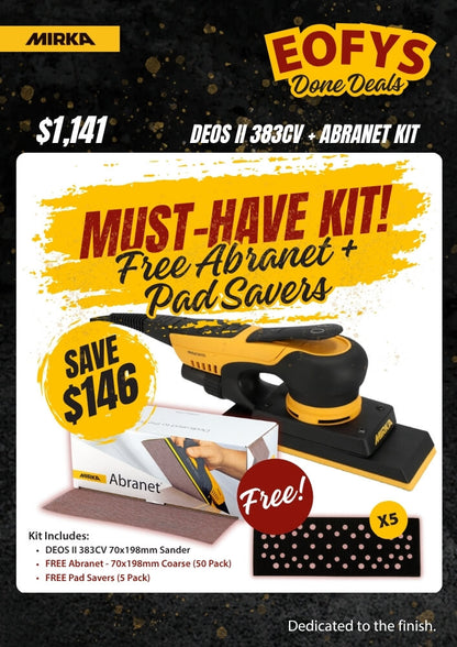 Mirka DEOS II 383CV + Abranet Kit Best Abrasives