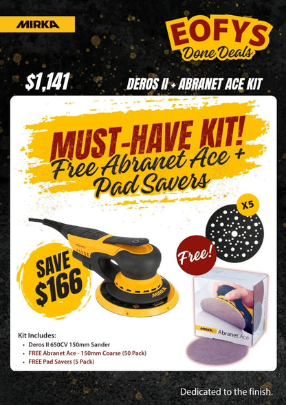 Mirka DEROS II + Abranet Ace Kit Best Abrasives