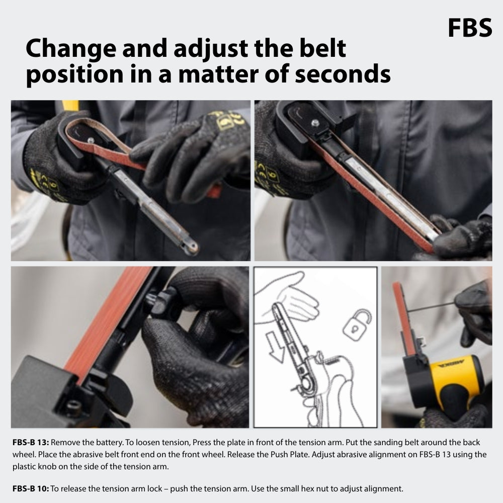 Mirka FBS Cordless File Belt Complete Kit 10x330mm with 5.0AH Batteries