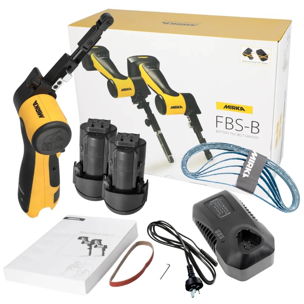Mirka FBS Cordless File Belt Complete Kit 10x330mm with 2.5AH Batteries