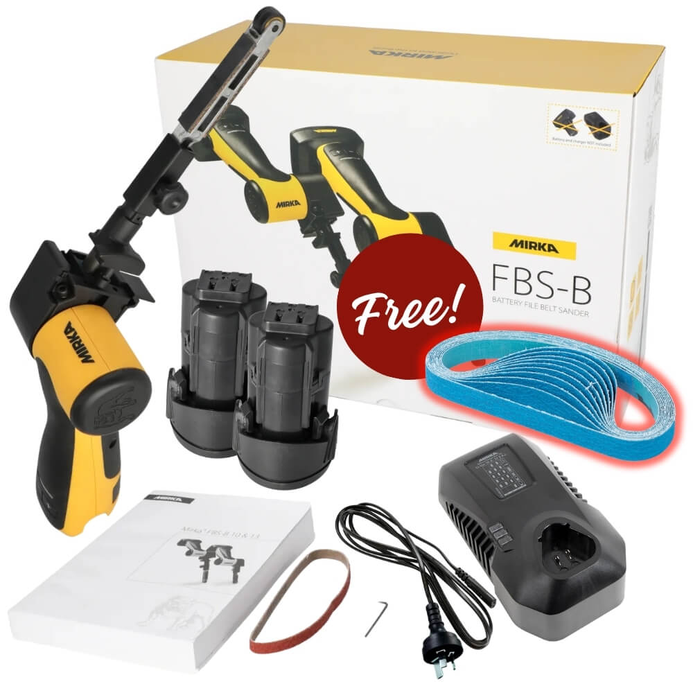 Mirka FBS Cordless File Belt Complete Kit 13x457mm with 2.5AH Batteries