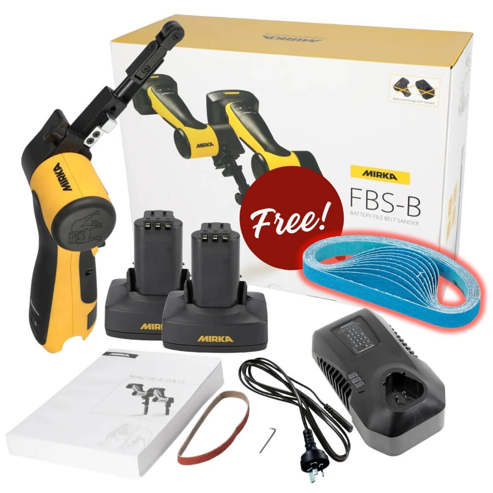 Mirka FBS Cordless File Belt Complete Kit 10x330mm with 5.0AH Batteries