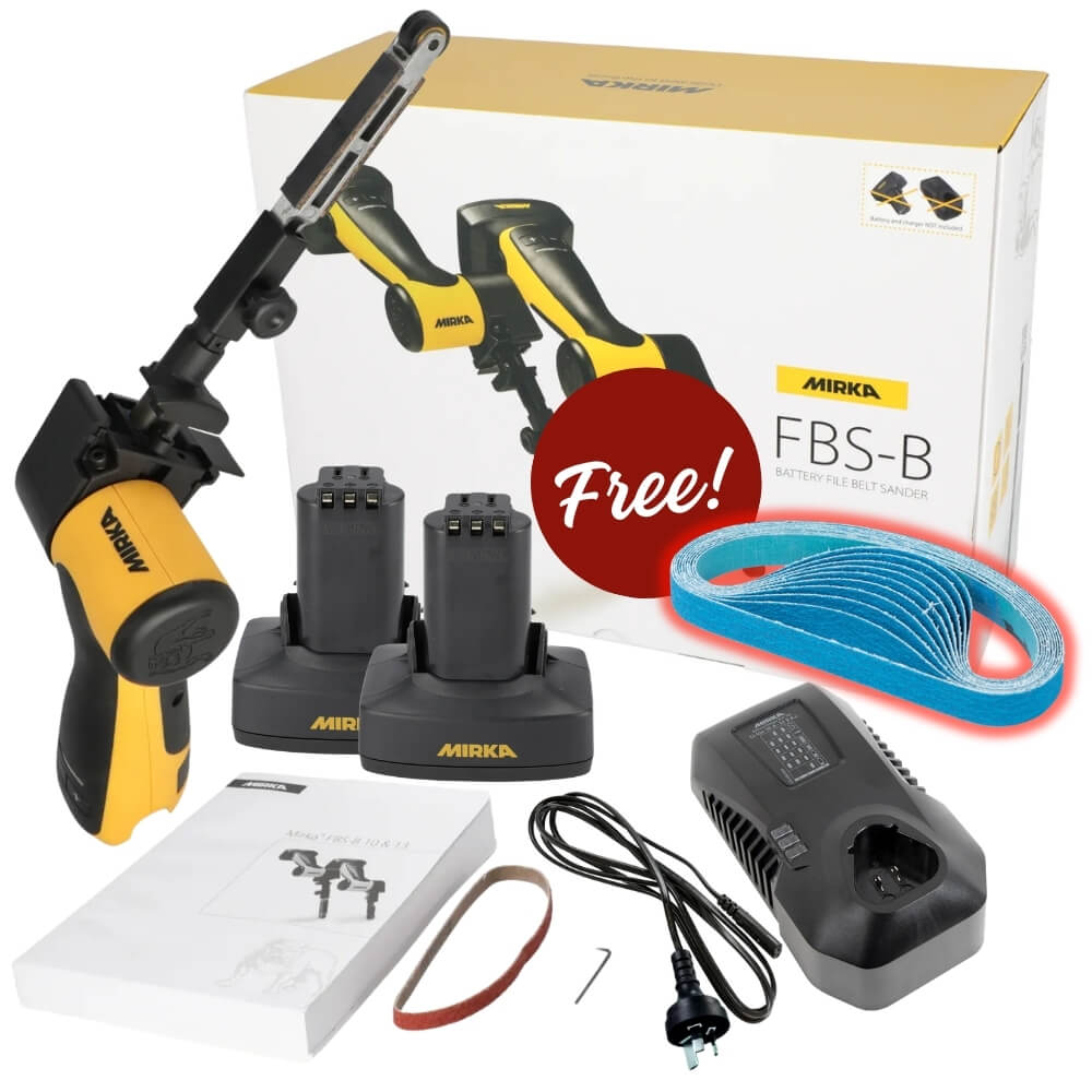 Mirka FBS Cordless File Belt Complete Kit 13x457mm with 5.0AH Batteries