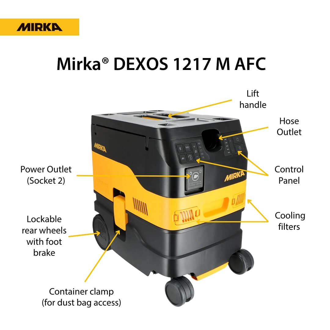 Mirka DEXOS 1217 M AFC Dust Extractor with 4m Hose ANZ - Best Abrasives 
